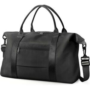 Women Men Black Waterproof Carry On Tote Travel Duffle Bag with Trolley Sleeve